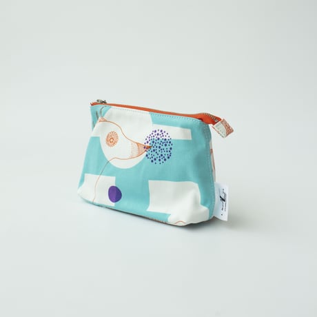 POUCH_マチ付きポーチ  -MAGIC BIRD- (EMERALD GREEN)