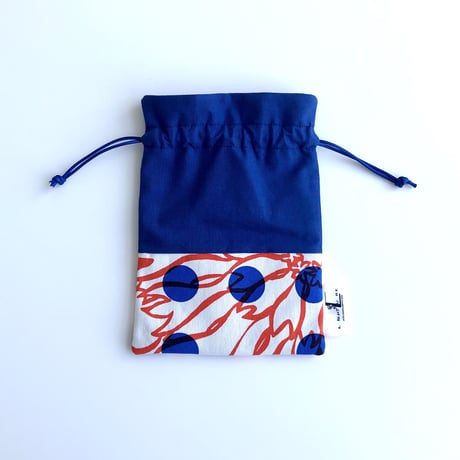 POUCH_巾着-BUBBLE FLOWER-(ORANGE)