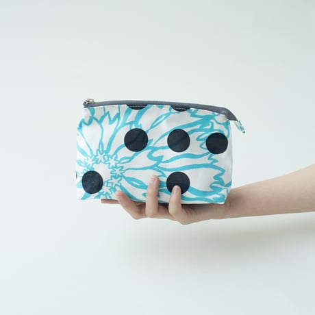 POUCH_マチ付きポーチ　-BUBBLE FLOWER- (LIGHT BLUE)