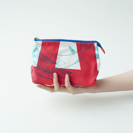 POUCH_マチ付きポーチ　-MAGIC BIRD- (RED)