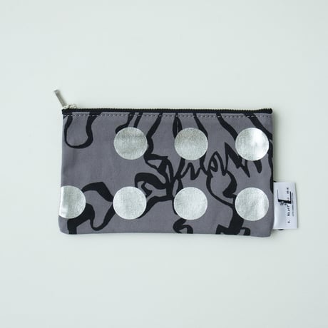 POUCH_フラットポーチ　-BUBBLE FLOER-(SILVER)