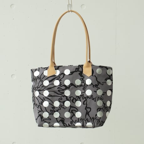 BAG_レザーハンドルトート -BUBBLE FLOWER- (SILVER)
