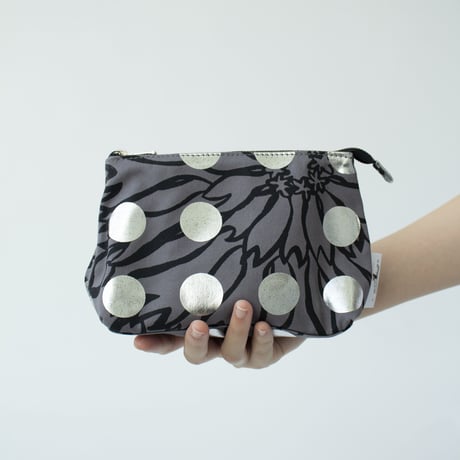 POUCH_マチ付きポーチ　-BUBBLE FLOER-(SILVER)