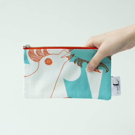 POUCH_フラットポーチ　-MAGIC BIRD- (EMERALD GREEN)