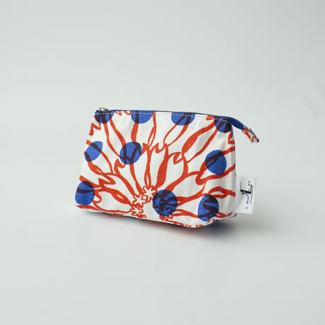 POUCH_マチ付きポーチ  -BUBBLE FLOWER- (ORANGE)