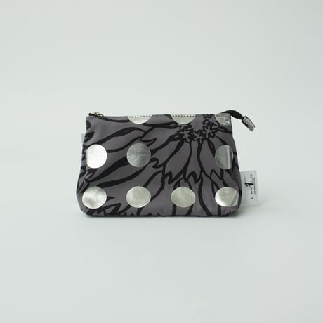 POUCH_マチ付きポーチ　-BUBBLE FLOER-(SILVER)