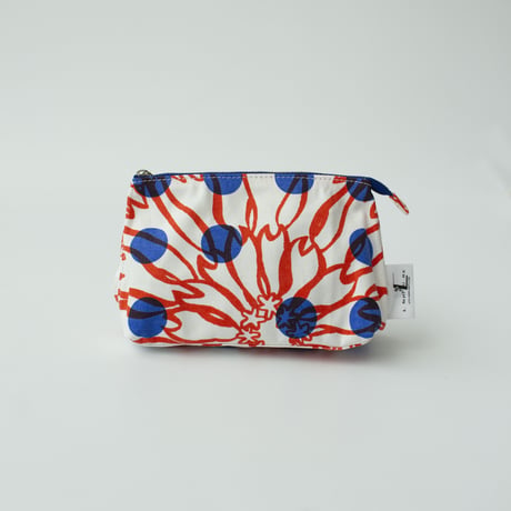 POUCH_マチ付きポーチ  -BUBBLE FLOWER- (ORANGE)