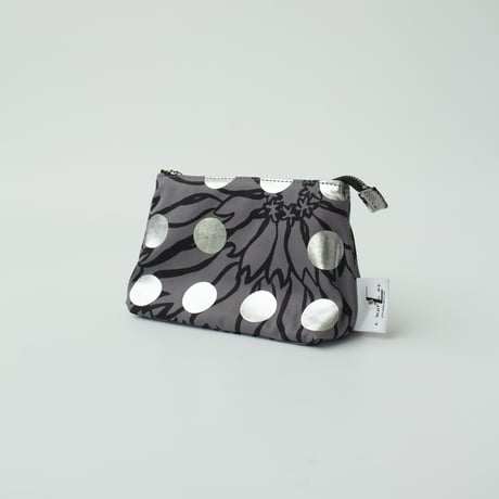 POUCH_マチ付きポーチ　-BUBBLE FLOER-(SILVER)