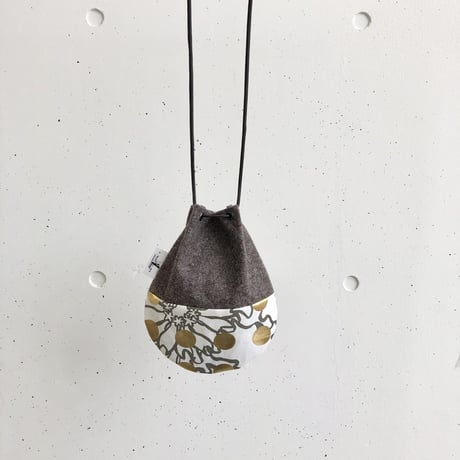秋冬巾着ショルダーバッグ-BUBBLE FLOWER -(GOLD)