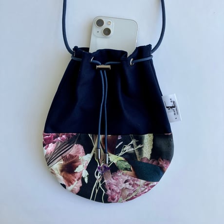 巾着ショルダーバッグ-BLOOM- (BLACK)