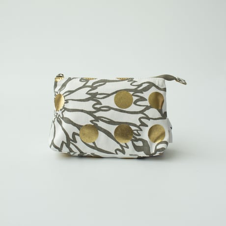 POUCH_マチ付きポーチ  -BUBBLE FLOWOR -(GOLD)