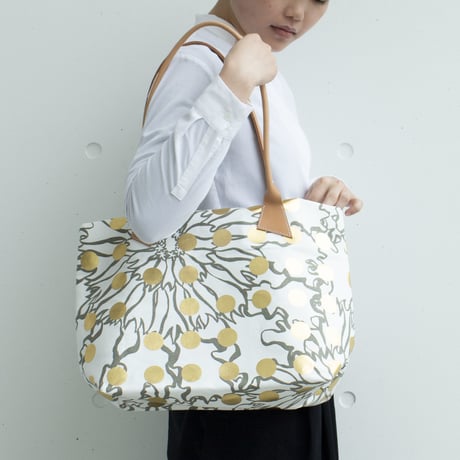 BAG_レザーハンドルトート -BUBBLE FLOWER- (GOLD)