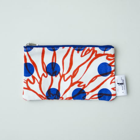 POUCH_フラットポーチ　-BUBBLE FLOWER- (ORANGE)