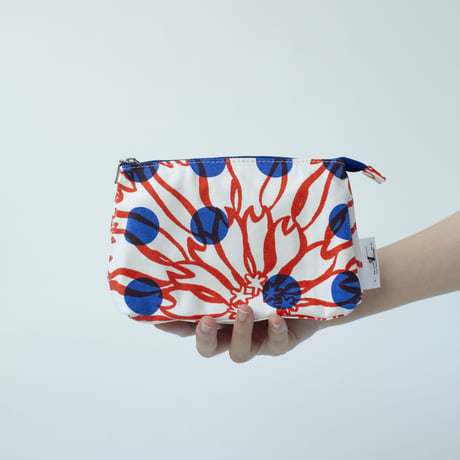 POUCH_マチ付きポーチ  -BUBBLE FLOWER- (ORANGE)