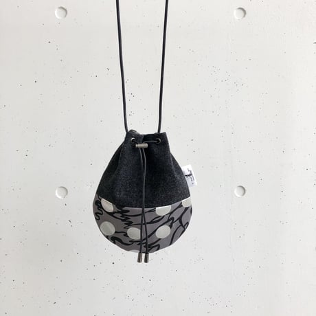 秋冬巾着ショルダーバッグ-BUBBLE FLOWER-(SILVER)
