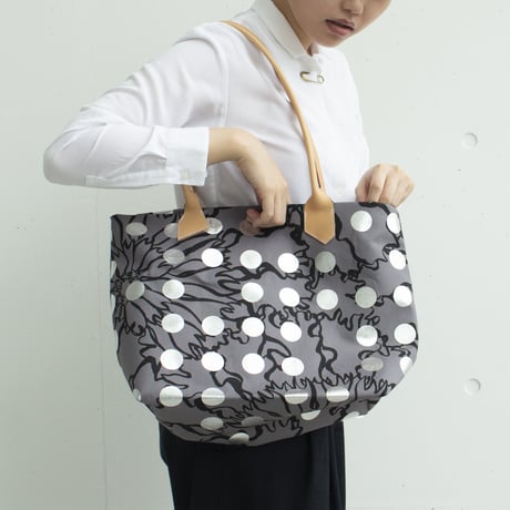 BAG_レザーハンドルトート -BUBBLE FLOWER- (SILVER)