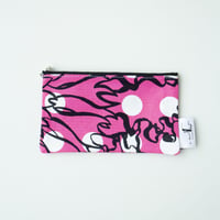 POUCH_フラットポーチ　-BUBBLE FLOWER- (PINK)
