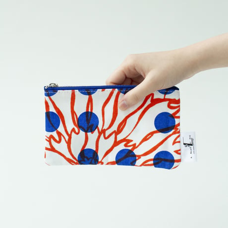 POUCH_フラットポーチ　-BUBBLE FLOWER- (ORANGE)