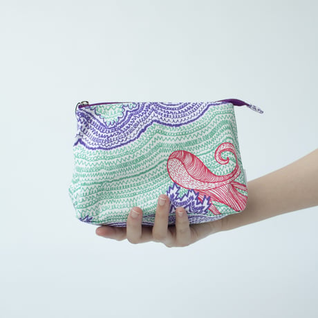 POUCH_マチ付きポーチ　-LITTLE OCEAN- (EMERALD GREEN)