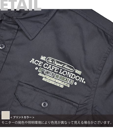 ACE CAFE LONDON ワークシャツ “ Petrol SS” (AC002WH)