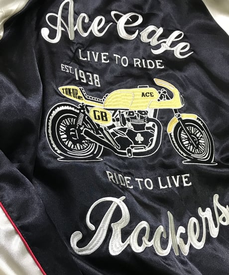 ACE CAFE LONDON スカジャン“LIVE TO RIDE” (AC001SJ-WH)