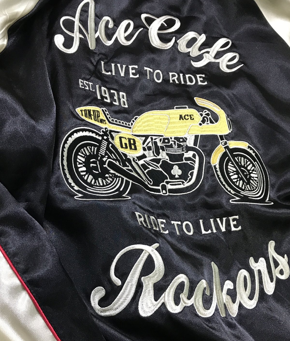 ACE CAFE LONDON スカジャン“LIVE TO RIDE” (AC001SJ-WH