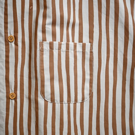 【women's】michirico [ミチリコ] / Hand stripes collarless shirts