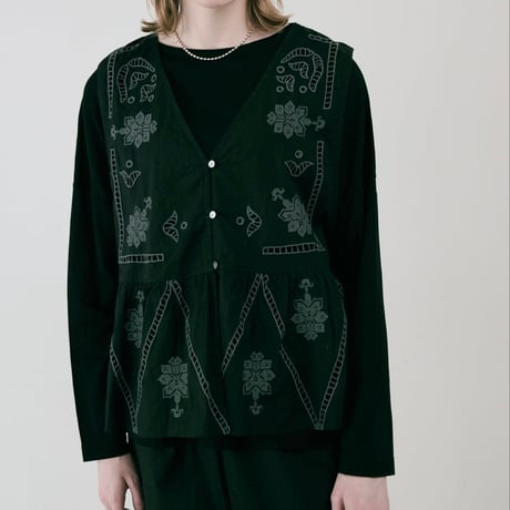 【women's】doux bleu [ドゥーブルー] / クロスステッチ刺繍2WAYベスト