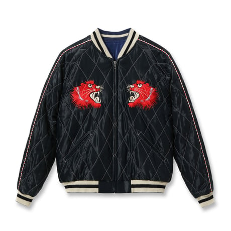 テーラー東洋 Lot No. TT15543-119   Acetate Quilted Souvenir Jacket “RED TIGER” × “JAPAN MAP”