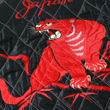テーラー東洋 Lot No. TT15543-119   Acetate Quilted Souvenir Jacket “RED TIGER” × “JAPAN MAP”