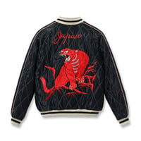 テーラー東洋 Lot No. TT15543-119   Acetate Quilted Souvenir Jacket “RED TIGER” × “JAPAN MAP”