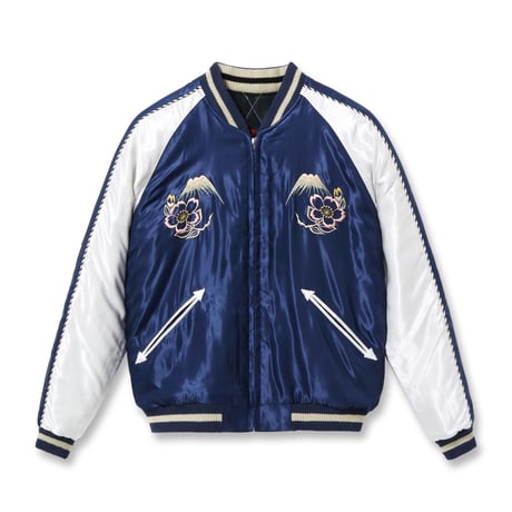テーラー東洋 Lot No. TT15543-119   Acetate Quilted Souvenir Jacket “RED TIGER” × “JAPAN MAP”