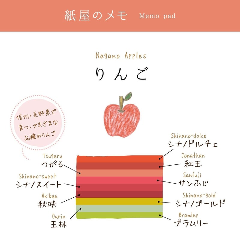 紙屋のメモ りんご | Kami Labo.
