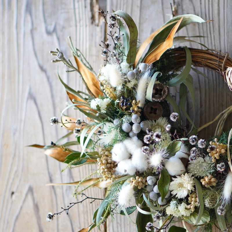 白とゴールドのリース | flower shop parc STORE