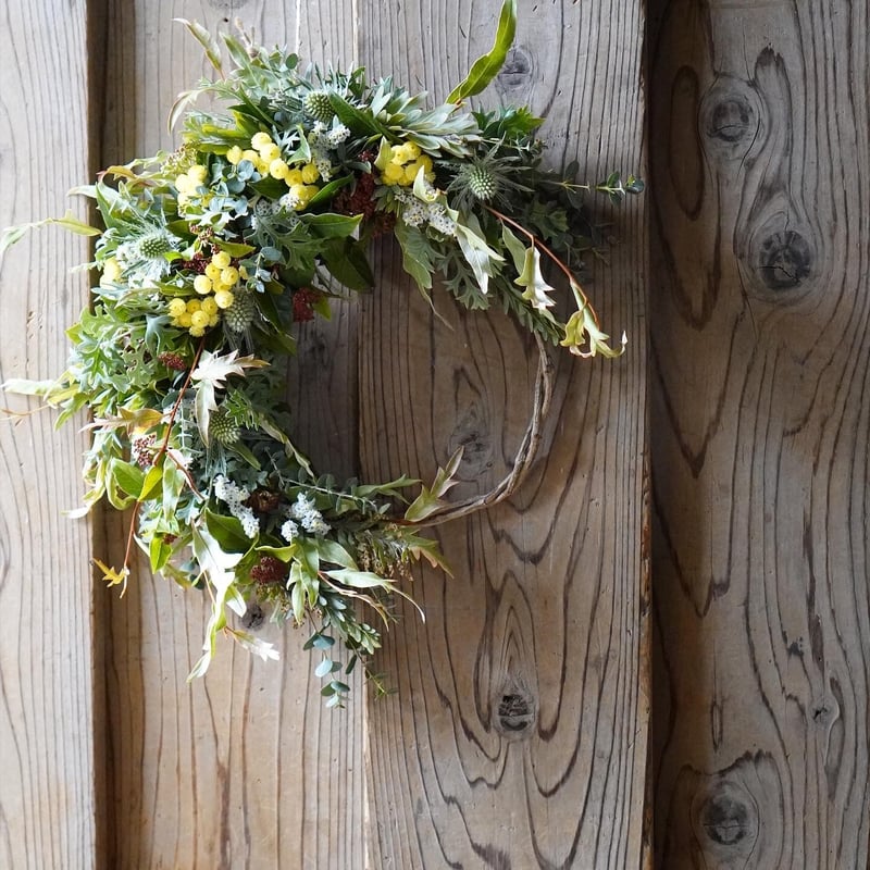 ナチュラルリース ホワイト グリーン ◉受注販売 白グリーンナチュラル系のリース | flower shop parc