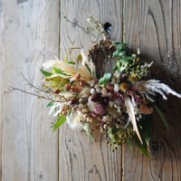 創作リース　ワイルドフラワー＆アカヅル＆キュウイツル 赤ヅルのリース