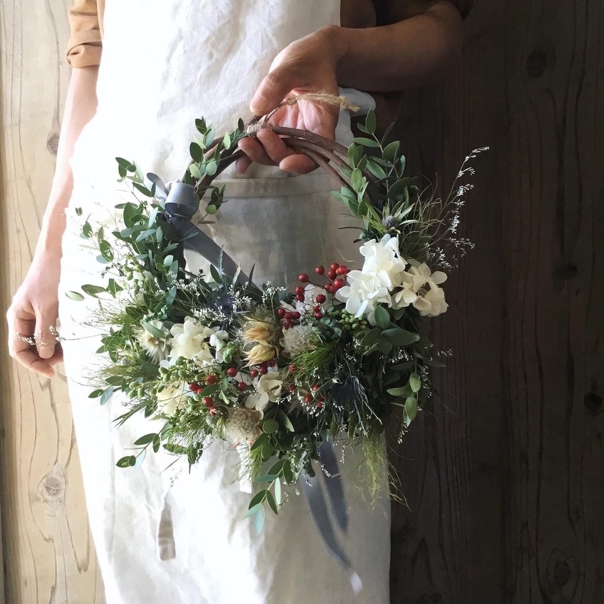 ◉受注販売 白グリーンナチュラル系のリース | flower shop parc STORE