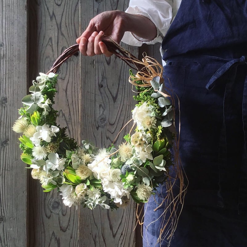 ◉受注販売 白グリーンナチュラル系のリース | flower shop parc ◉受注販売 白グリーンナチュラル系のリース | flower shop parc