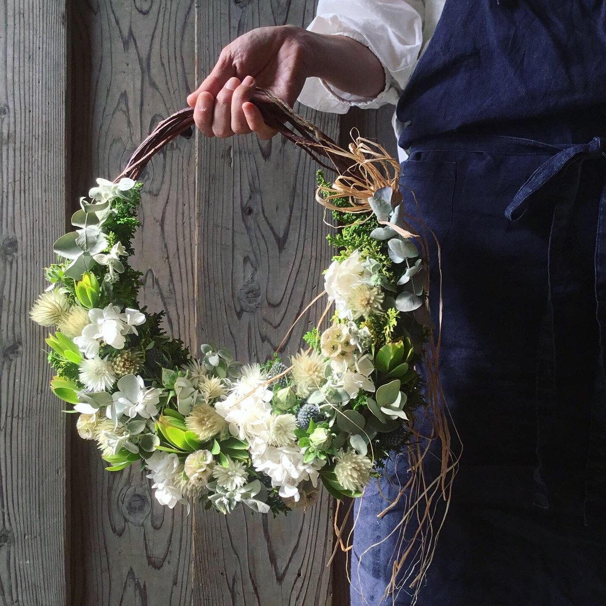 ◉受注販売 白グリーンナチュラル系のリース | flower shop parc STORE