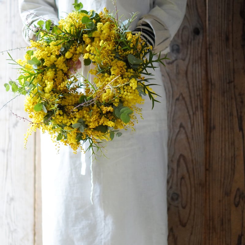 ◇ミモザプルプレア◆花束リース◇ナチュラル ◇ミモザプルプレア◇花束リース◇ナチュラル