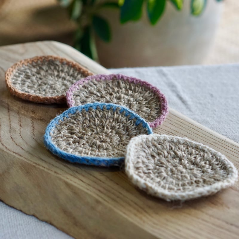 麻コースター [ピンク/ブルー/オレンジ/ホワイト] | manma naturals