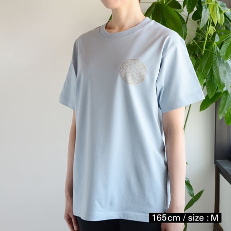 【100％オーガニックコットン ボディバランスTシャツ・ユニセックスS/M】７つのチャクラに沿ったフラワーオブライフで波動調整