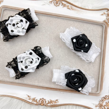 モノトーンレースローズ❤︎ストレッチチョーカー／10本