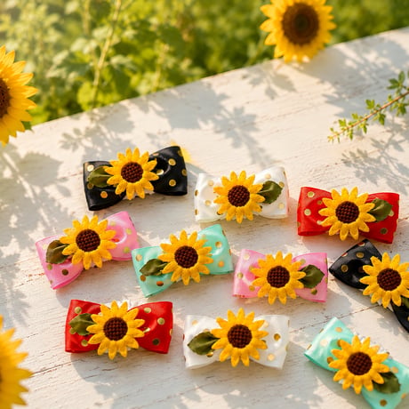 向日葵＆ドットリボン🌻ストレッチチョーカー／10本