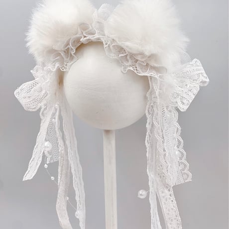 ヘッドドレス🧸くま耳ぽんぽん／リボンタイプ