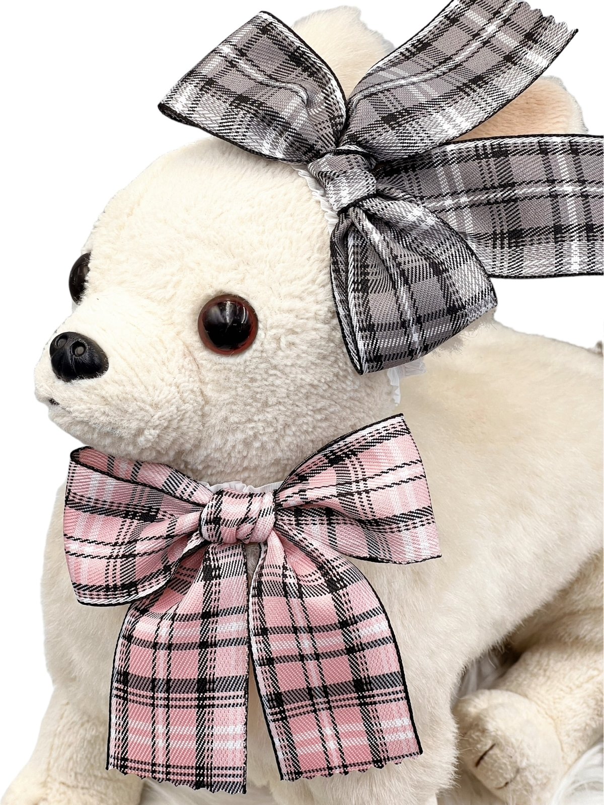 109.チェックリボン&わんこのチョーカー20本