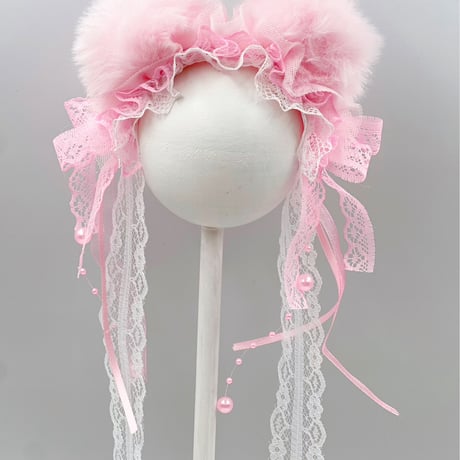 ヘッドドレス🧸くま耳ぽんぽん／リボンタイプ