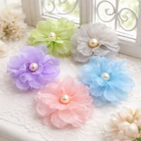 パールシフォンフラワー🌼ストレッチチョーカー／10本