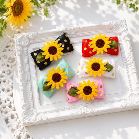 向日葵＆ドットリボン🌻ストレッチチョーカー／10本