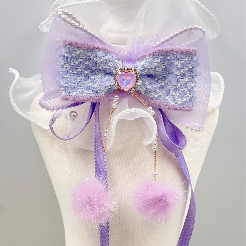 ゆんゆ様　ぬい服　リボンチョーカー　オーダー　専用 D5】青×黒 ぬい服 リボン・チョーカーの通販 by 安重亭｜ラクマ